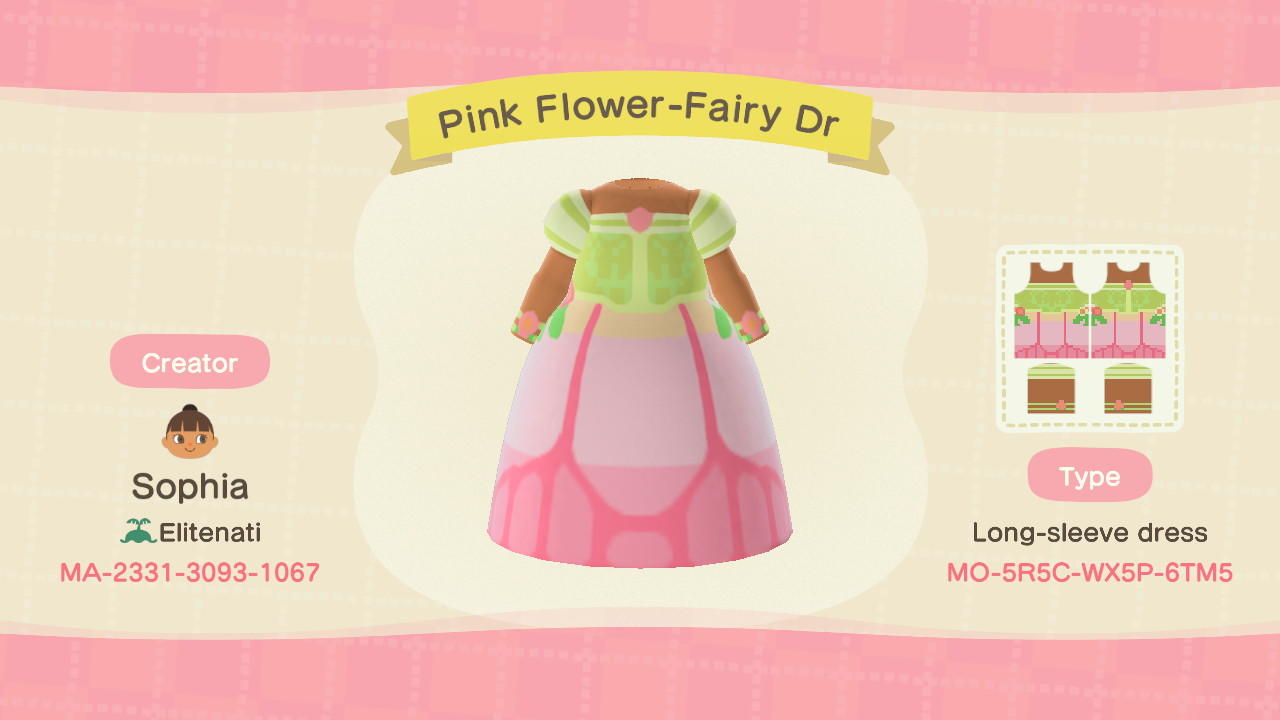 Animal Crossing Design Code: MO-5R5C-WX5P-6TM5 Pink Flower-Fairy 6
