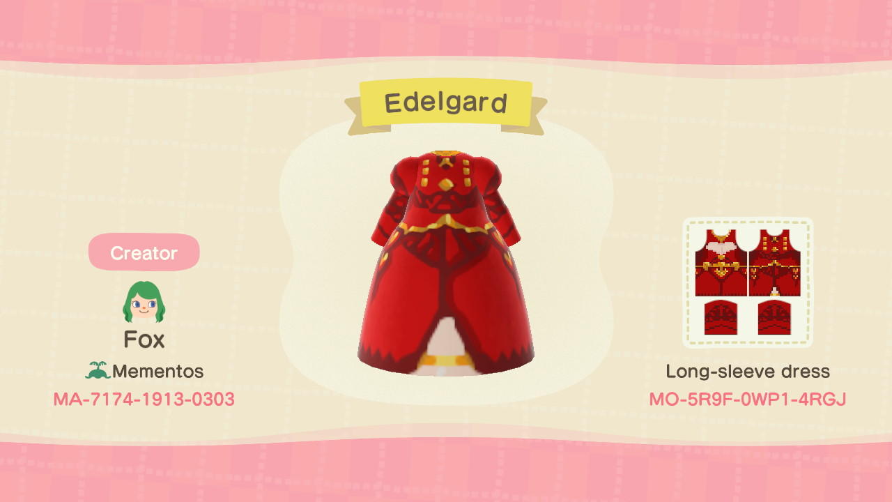 Animal Crossing Design Code: MO-5R9F-0WP1-4RGJ Edelgard