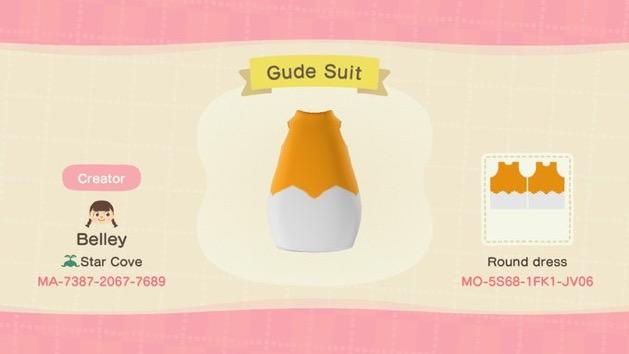 Animal Crossing Design Code: MO-5S68-1FK1-JV06 Gudetama Suit