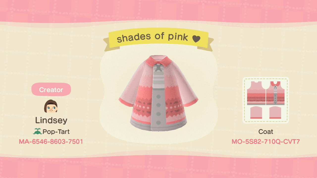 Animal Crossing Design Code: MO-5S82-710Q-CVT7 shades of pink