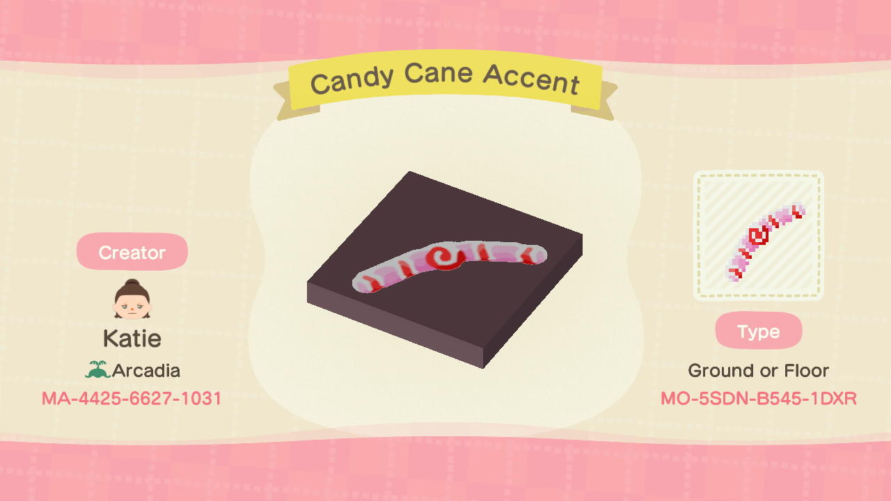 Animal Crossing Design Code: MO-5SDN-B545-1DXR Candy Cane Accent