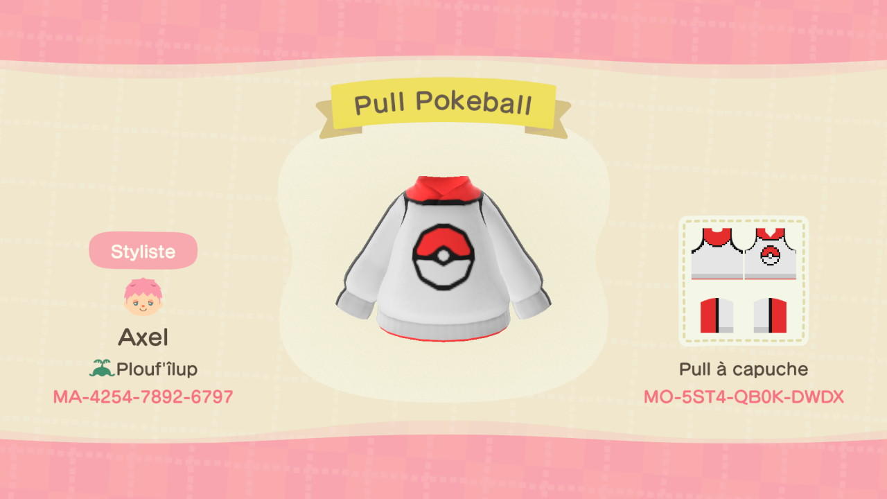 Animal Crossing Design Code: MO-5ST4-QB0K-DWDX Pokeball (Pokemon)