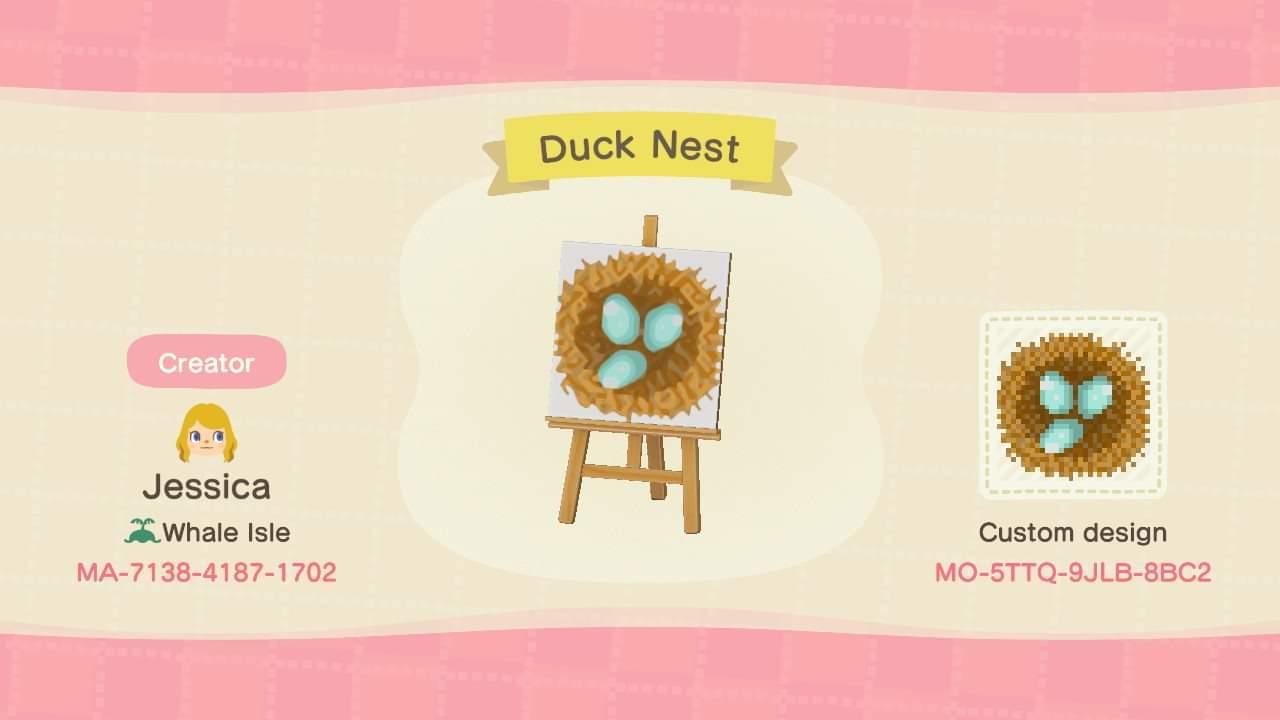 Animal Crossing Design Code: MO-5TTQ-9JLB-8BC2 Duck Nest