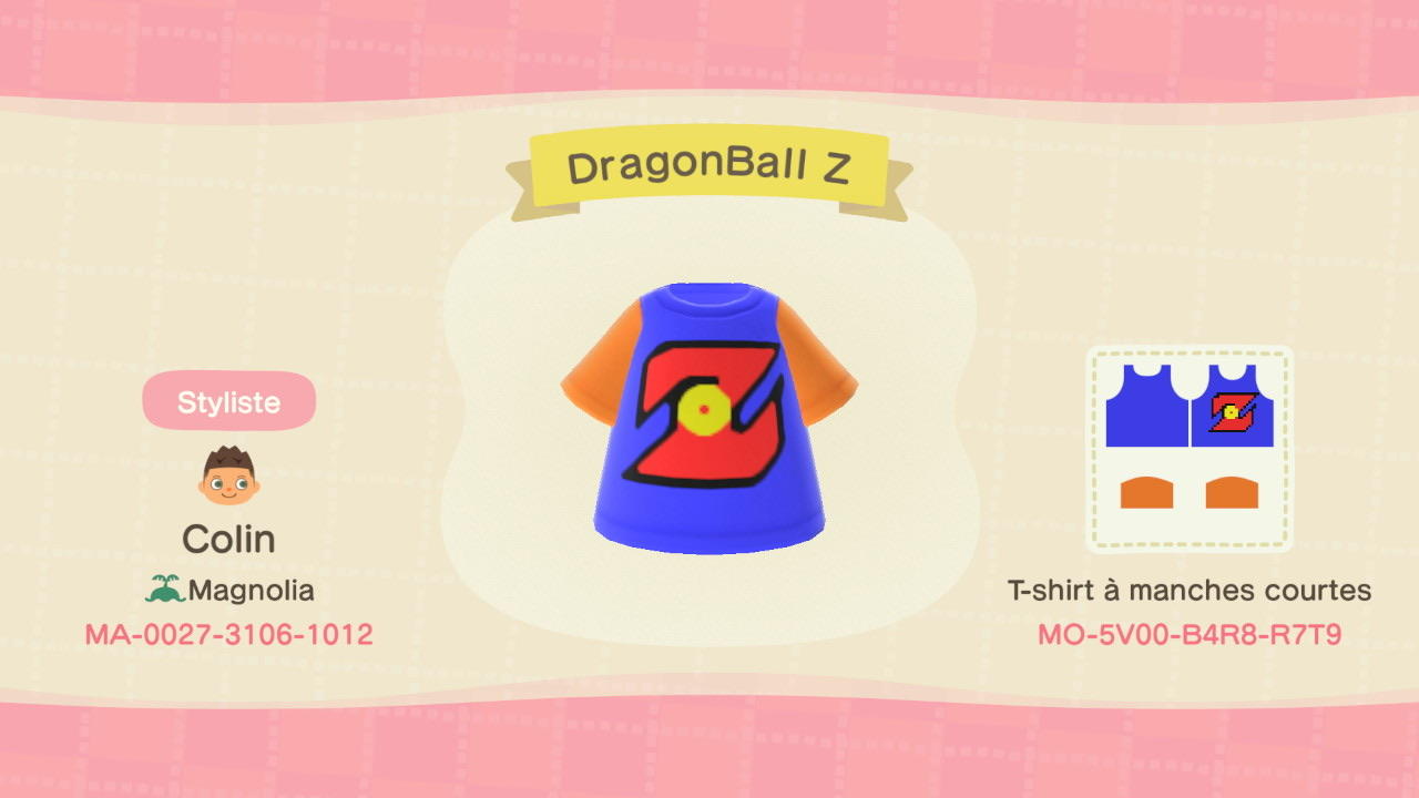 Animal Crossing Design Code: MO-5V00-B4R8-R7T9 DragonBall Z