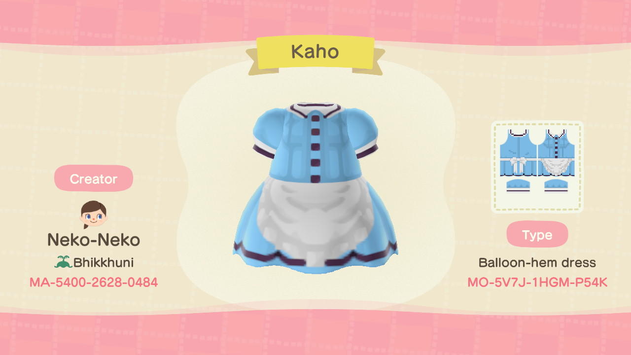 Animal Crossing Design Code: MO-5V7J-1HGM-P54K Kaho (Blend S)