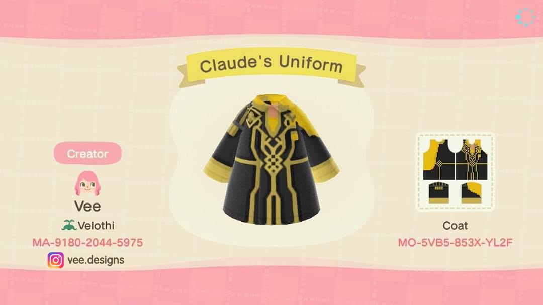 Animal Crossing Design Code: MO-5VB5-85SX-YL2F Claudes Uniform