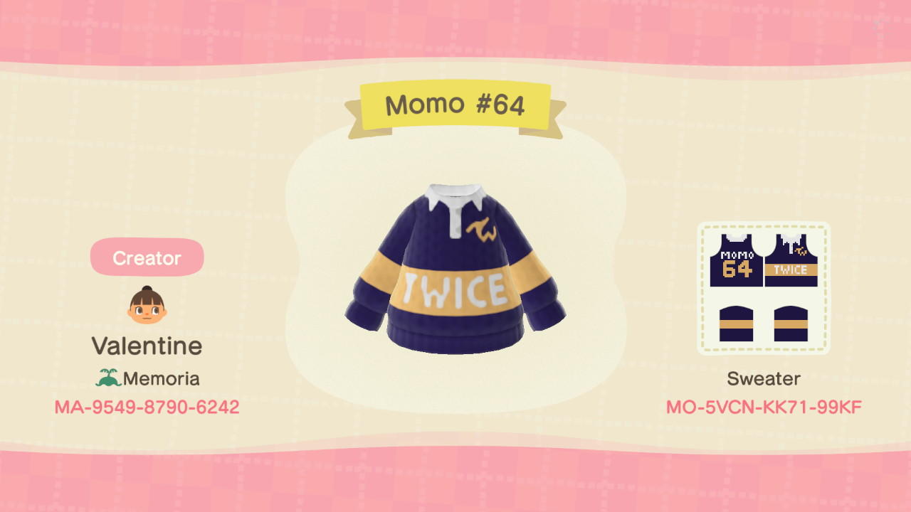 Animal Crossing Design Code: MO-5VCN-KK71-99KF TWICE 20X20 Momo #64