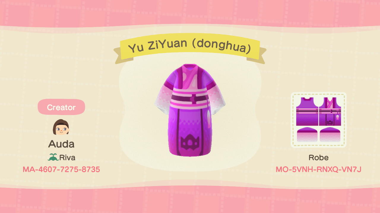 Animal Crossing Design Code: MO-5VNH-RNXQ-VN7J Yu ZiYuan (donghua)