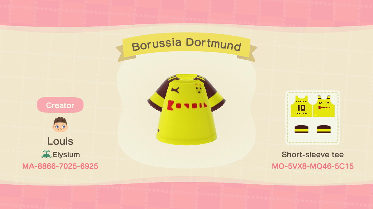 Animal Crossing Design Code: MO-5VX8-MQ46-5C15 Borussia Dortmund