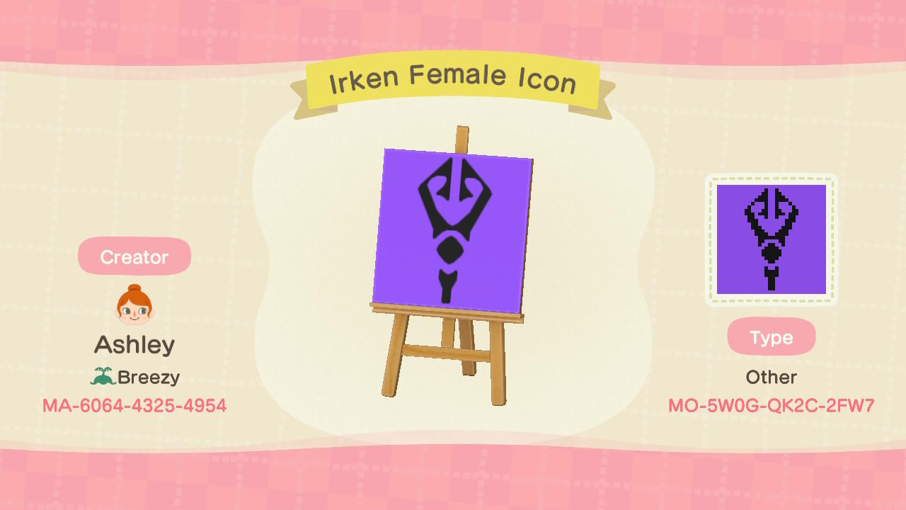 Animal Crossing Design Code: MO-5W0G-QK2C-2FW7 Irken Female Icon