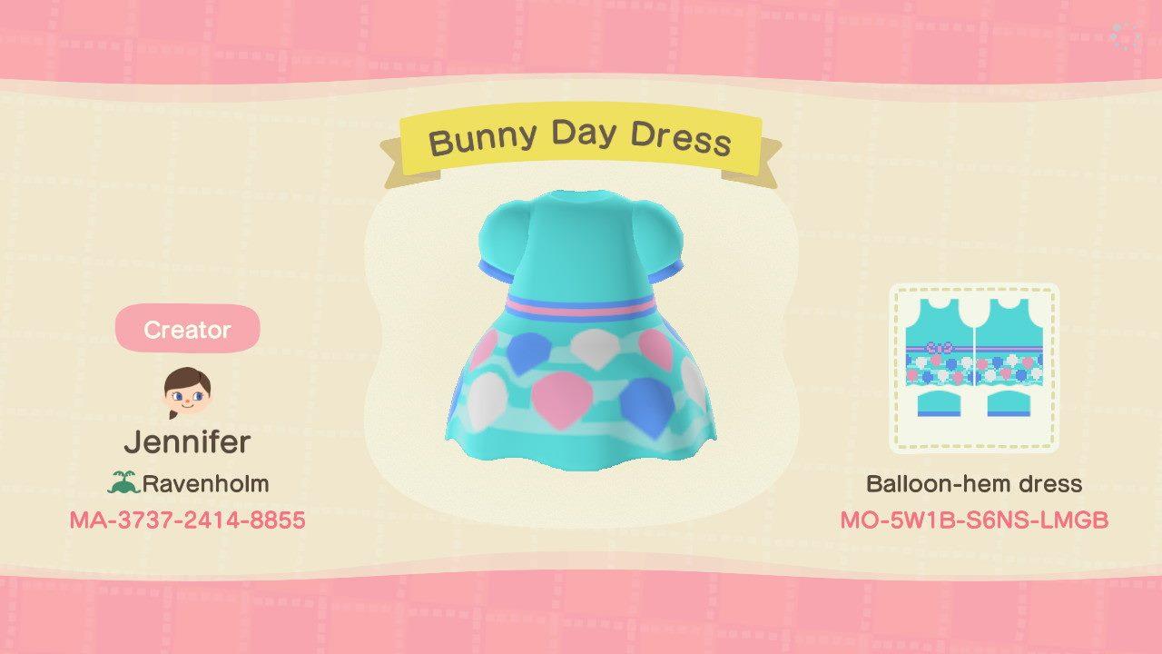 Animal Crossing Design Code: MO-5W1B-S6NS-LMGB Bunny Day Dress