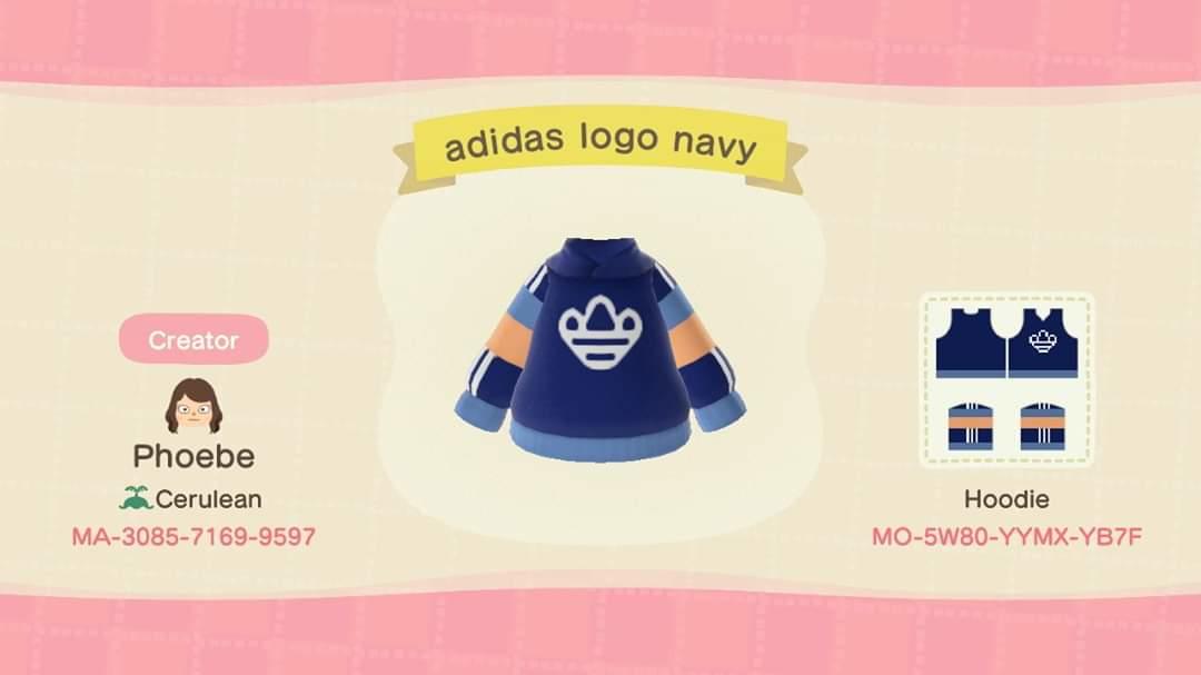 Animal Crossing Design Code: MO-5W80-YYMX-YB7F Adidas logo navy