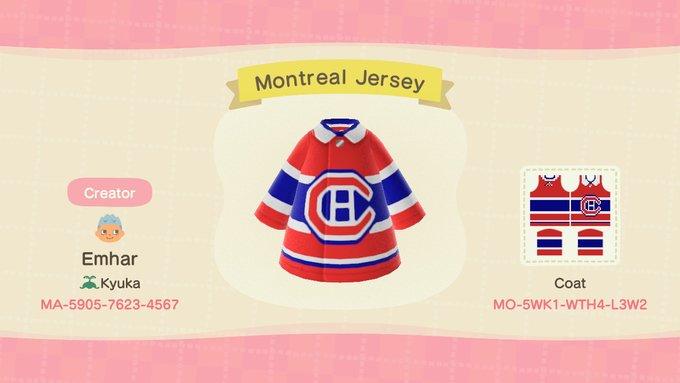 Animal Crossing Design Code: MO-5WK1-WTH4-L3W2 Montreal Jersey