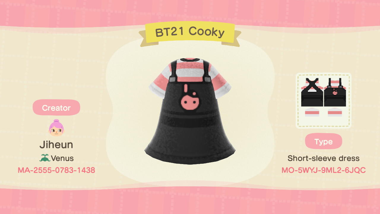 Animal Crossing Design Code: MO-5WYJ-9ML2-6JQC BT21 Cooky