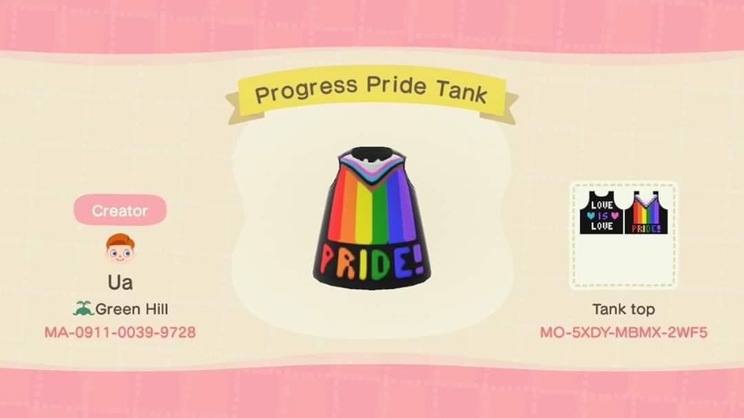 Animal Crossing Design Code: MO-5XDY-MBMX-2WF5 Progress Pride Tank