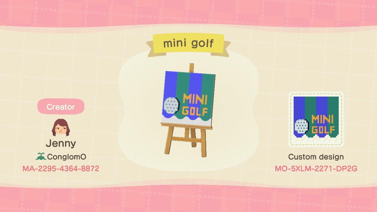 Animal Crossing Design Code: MO-5XLM-2271-DP2G Mini Golf Stall