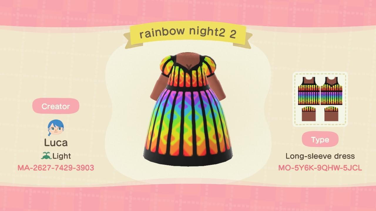 Animal Crossing Design Code: MO-5Y6K-9QHW-5JCL Rainbow night 2-2