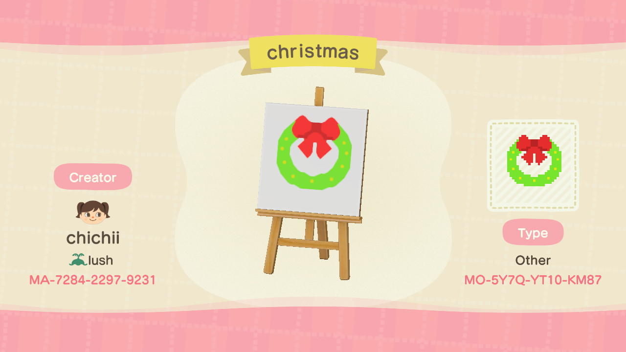 Animal Crossing Design Code: MO-5Y7Q-YT10-KM87 christmas wreath