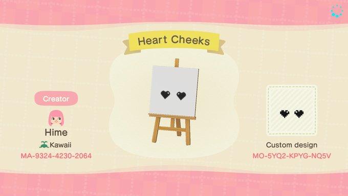 Animal Crossing Design Code: MO-5YQ2-KPYG-NQ5V Heart Cheeks