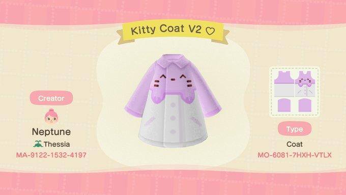 Animal Crossing Design Code: MO-6081-7HXH-VTLX Kitty Coat V2 ♡