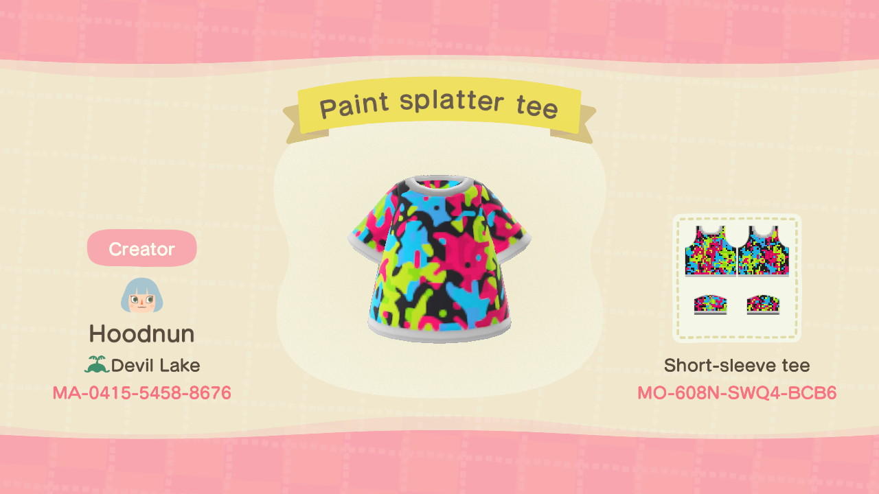 Animal Crossing Design Code: MO-608N-SWQ4-BCB6 Paint splatter tee