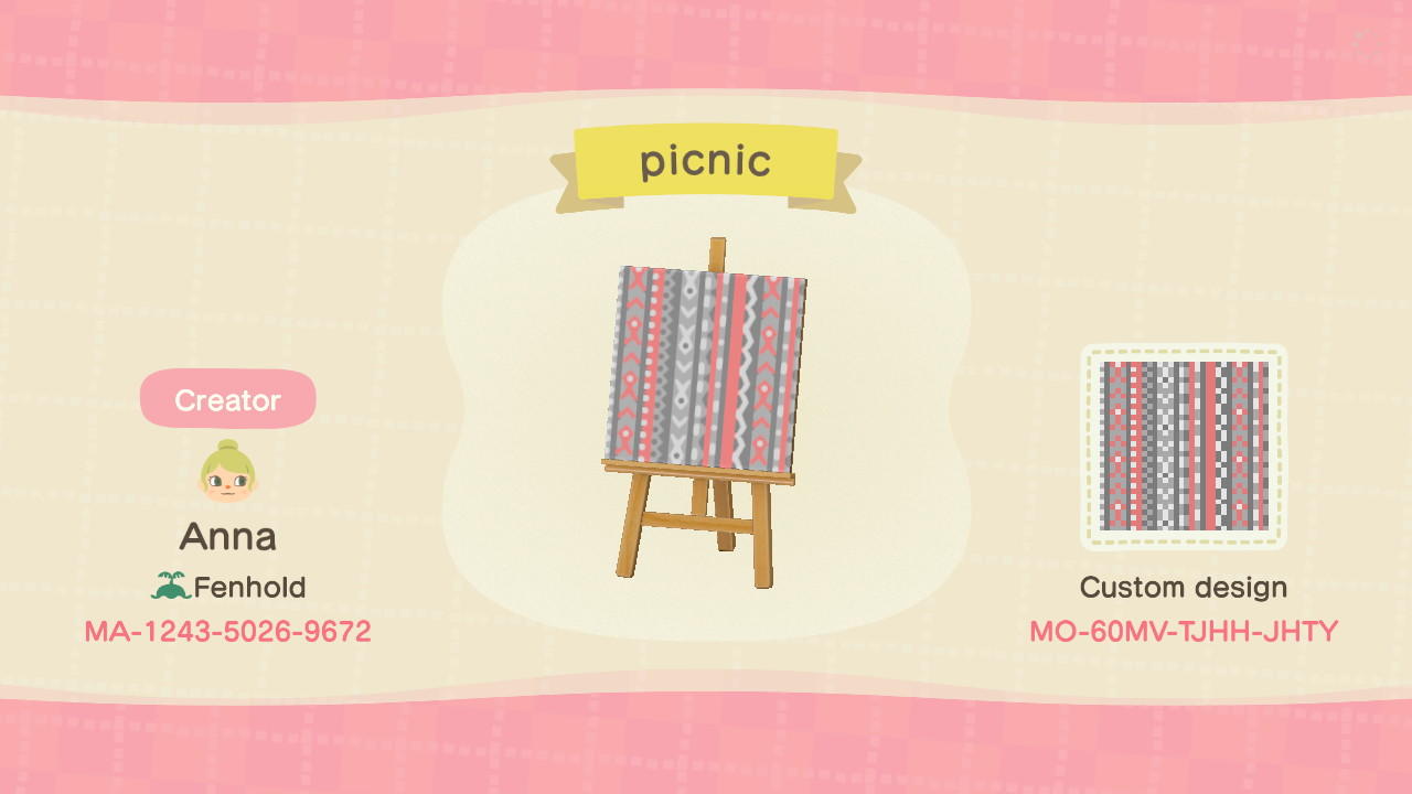 Animal Crossing Design Code: MO-60MV-TJHH-JHTY Picnic blanket