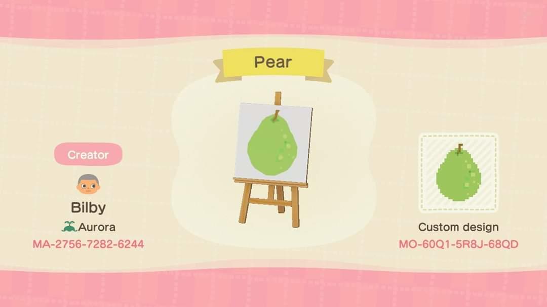 Animal Crossing Design Code: MO-60Q1-5R8J-68QD Pear tree marker