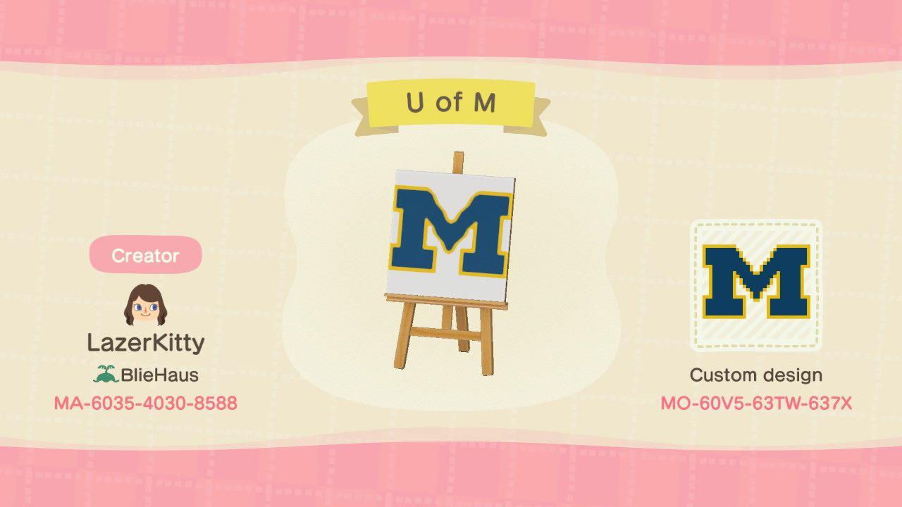 Animal Crossing Design Code: MO-60V5-63TW-637X U of M