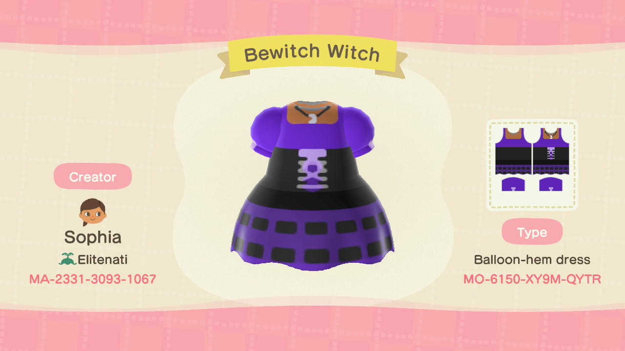 Animal Crossing Design Code: MO-6150-XY9M-QYTR Bewitching Witch