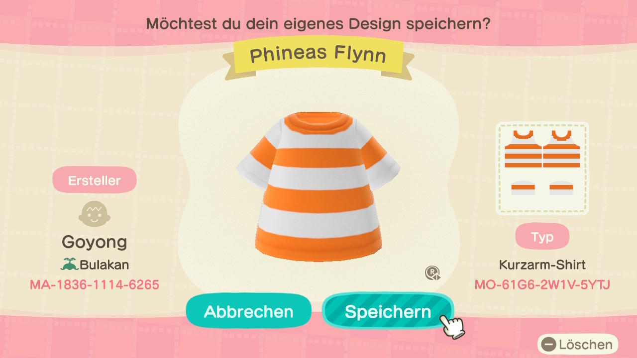Animal Crossing Design Code: MO-61G6-2W1V-5YTJ Phineas Flynn