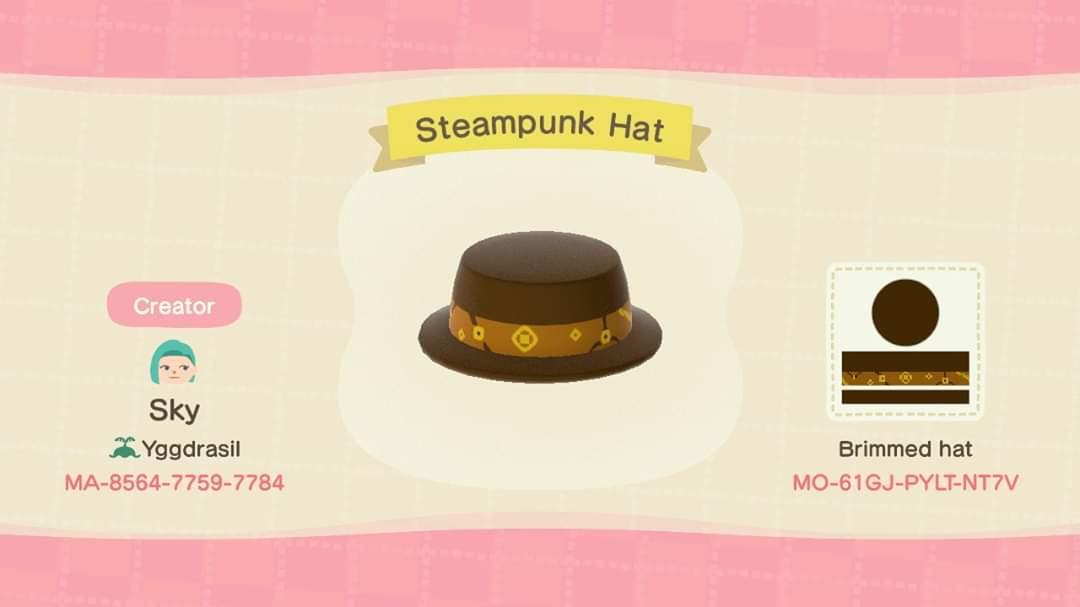 Animal Crossing Design Code: MO-61GJ-PYLT-NT7V Steampunk Hat