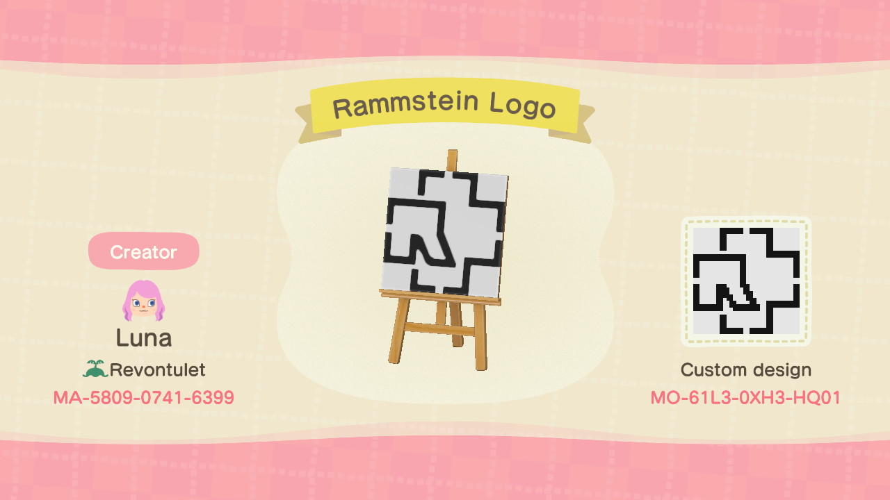 Animal Crossing Design Code: MO-61L3-0XH3-HQ01 Rammstein Logo
