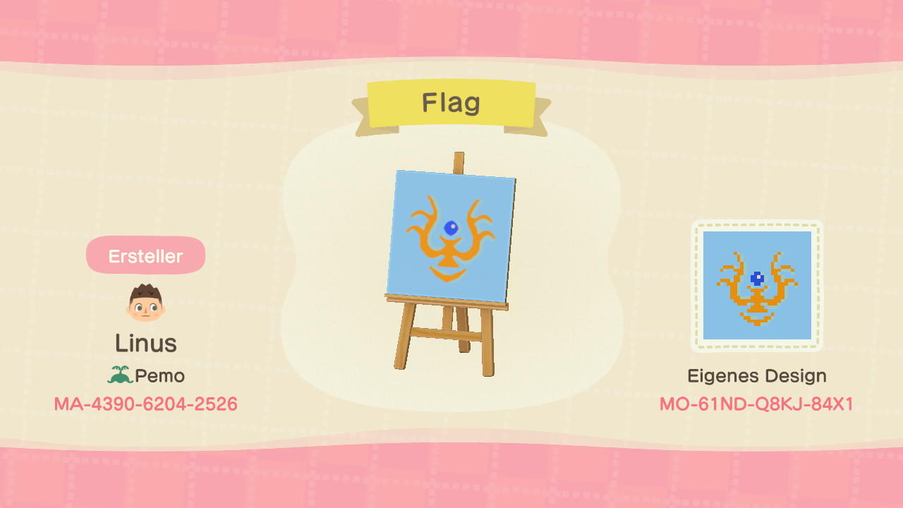 Animal Crossing Design Code: MO-61ND-Q8KJ-84X1 Laputa Flag
