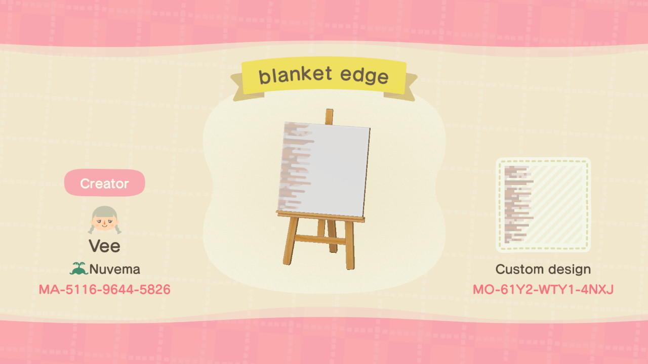 Animal Crossing Design Code: MO-61Y2-WTY1-4NXJ blanket edge
