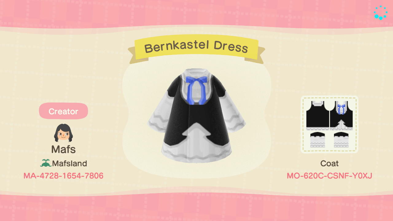 Animal Crossing Design Code: MO-620C-CSNF-Y0XJ Bernkastel Dress