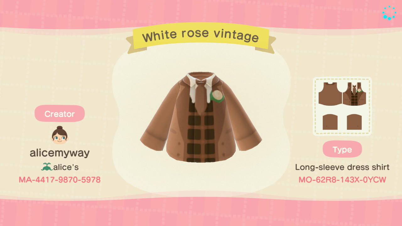 Animal Crossing Design Code: MO-62R8-143X-0YCW White rose vintage