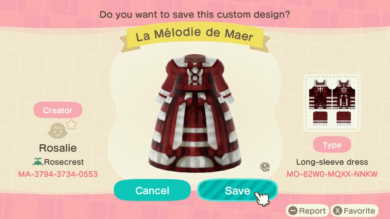 Animal Crossing Design Code: MO-62W0-MQXX-NNKW La Mélodie de Maer