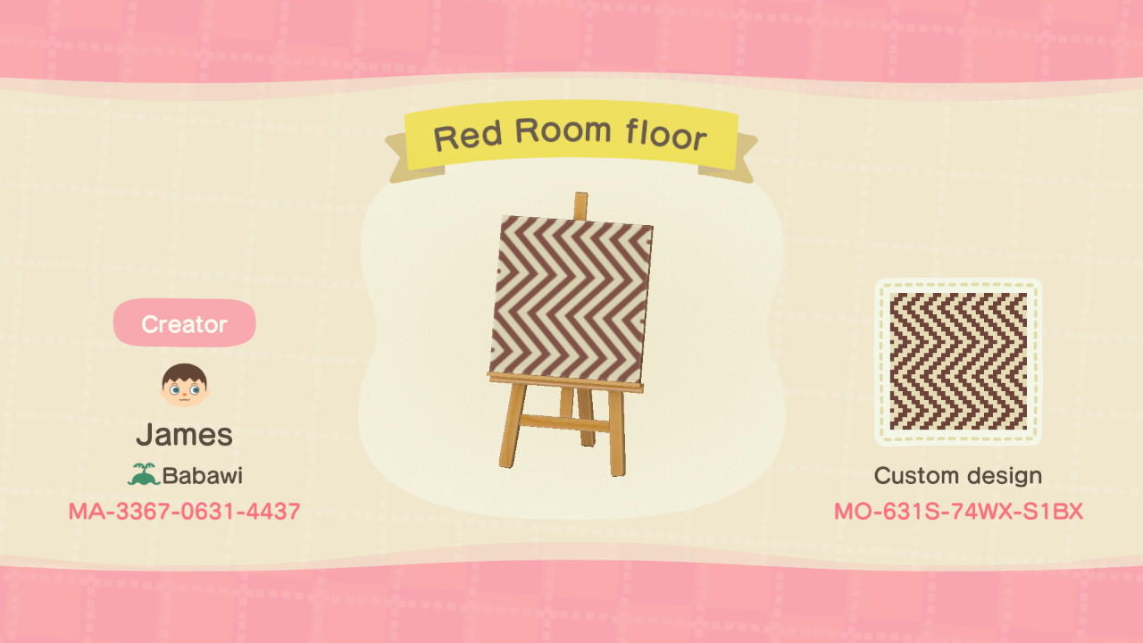 Animal Crossing Design Code: MO-631S-74WX-S1BX Red Room floor
