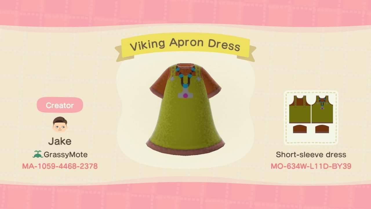 Animal Crossing Design Code: MO-634W-L11D-BY39 Viking Apron Dress