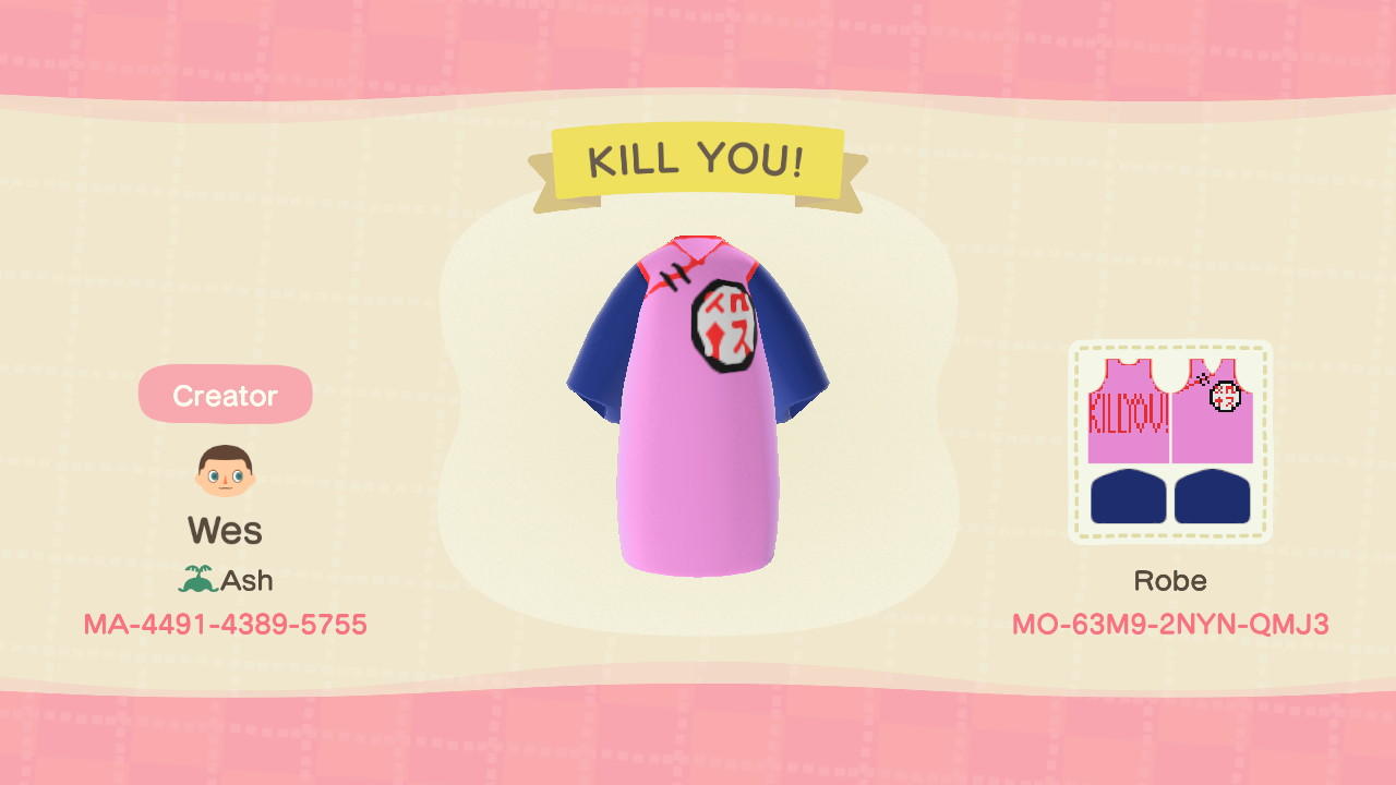 Animal Crossing Design Code: MO-63M9-2NYN-QMJ3 Tao Pai Pai KILL YOU
