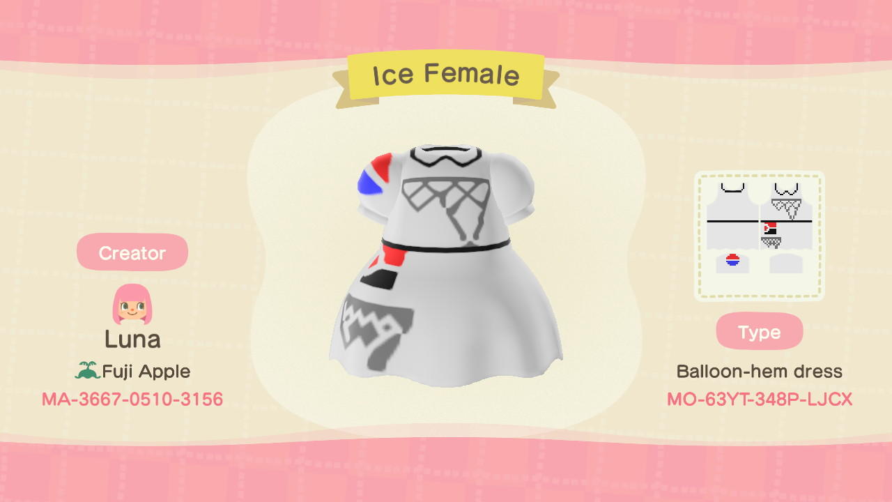 Animal Crossing Design Code: MO-63YT-348P-LJCX Ice Female