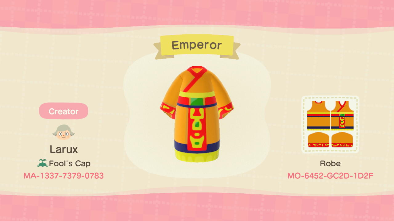Animal Crossing Design Code: MO-6452-GC2D-1D2F Emperor