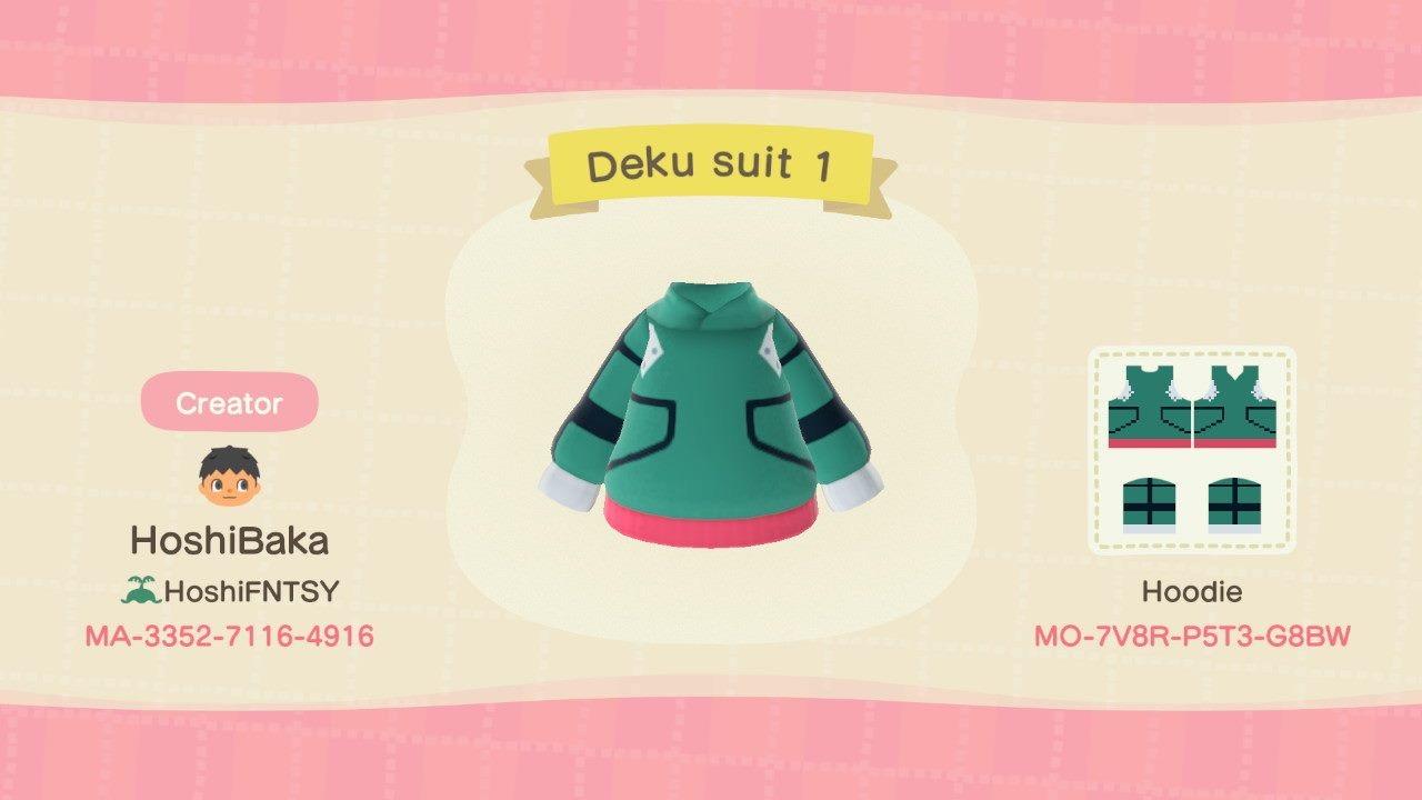 Animal Crossing Design Code: MO-6468-FD5A-9822 Deku Suit 1