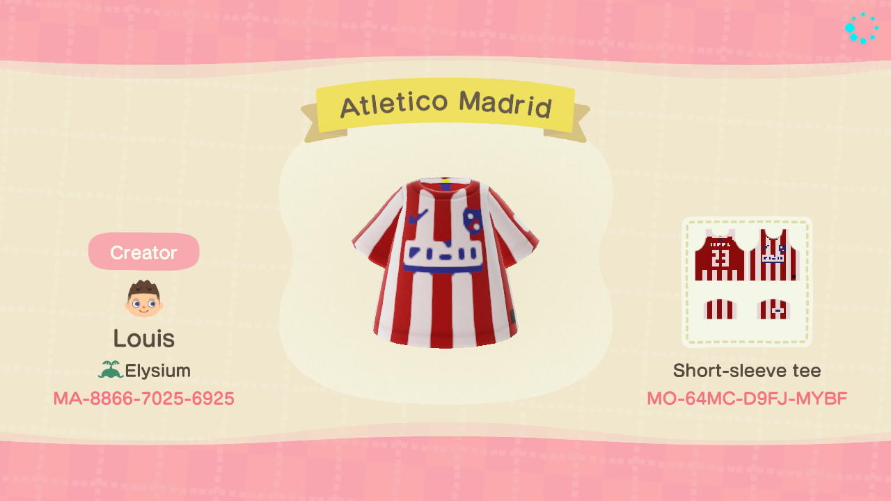 Animal Crossing Design Code: MO-64MC-D9FJ-MYBF Atletico Madrid