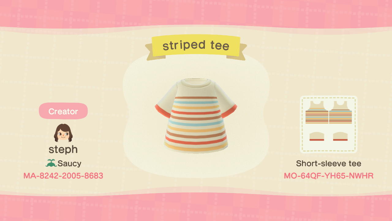 Animal Crossing Design Code: MO-64QF-YH65-NWHR striped tee