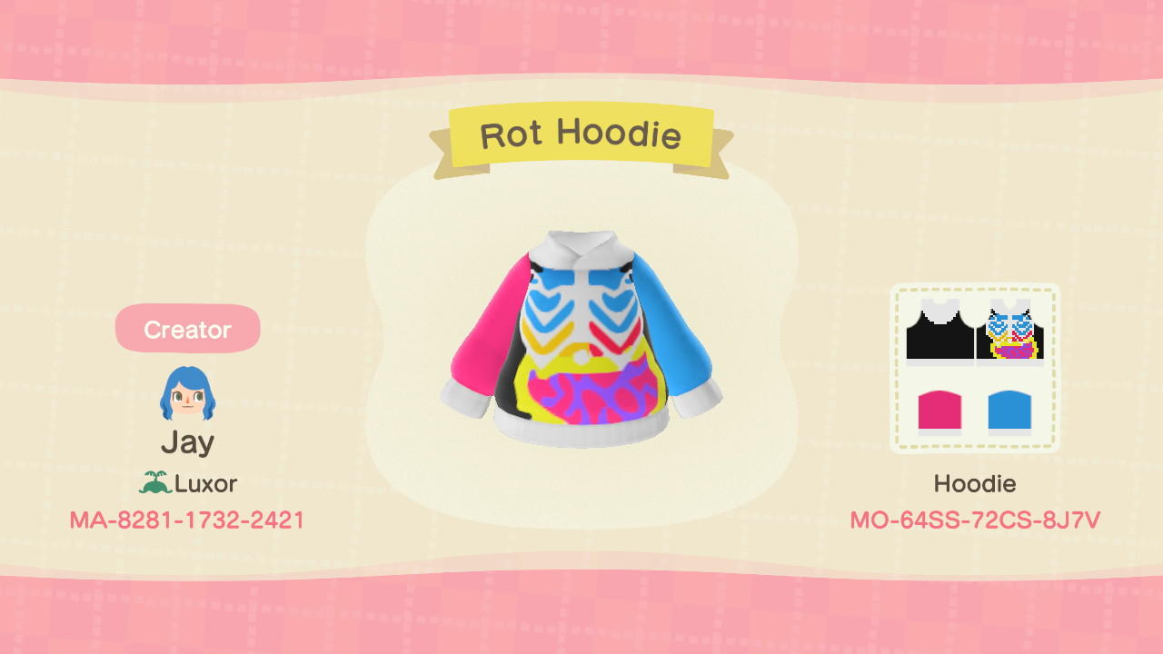 Animal Crossing Design Code: MO-64SS-72CS-8J7V Rot Hoodie