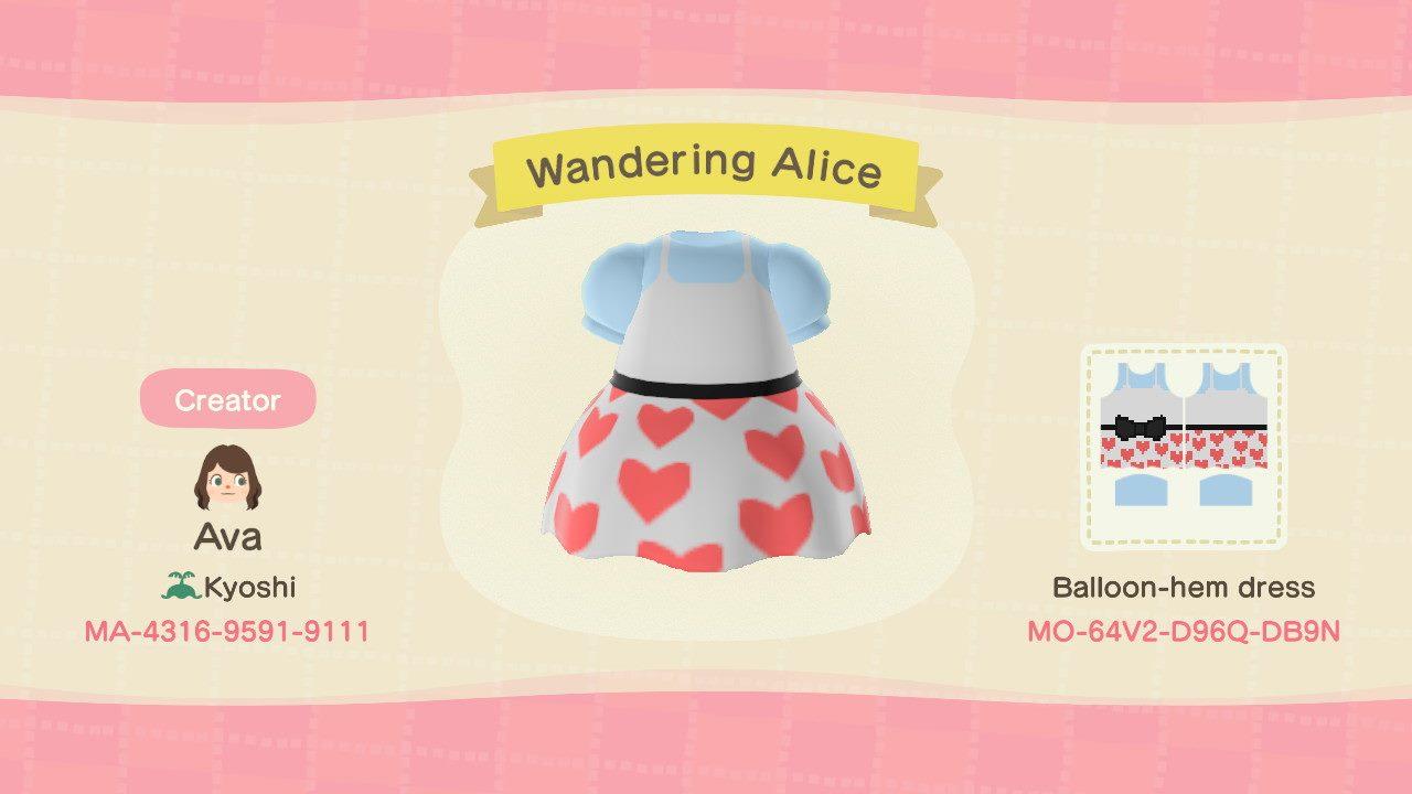 Animal Crossing Design Code: MO-64V2-D96Q-DB9N Wandering Alice