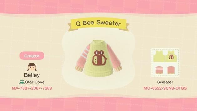 Animal Crossing Design Code: MO-6552-9CN9-DTGS Q Bee Sweater