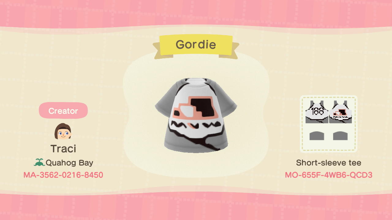 Animal Crossing Design Code: MO-655F-4WB6-QCD3 Gordie