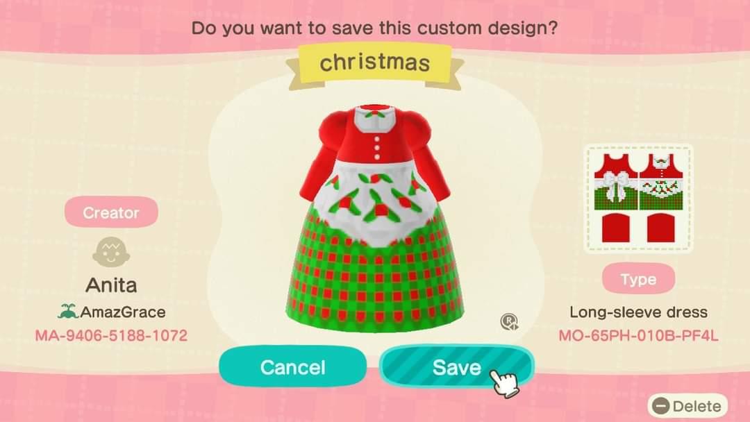 Animal Crossing Design Code: MO-65PH-010B-PF4L Christmas